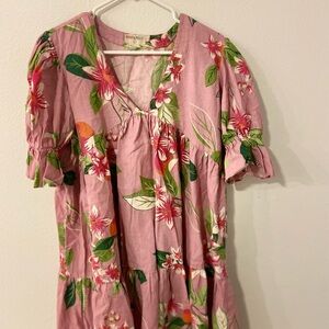 Bombay Presley  Pink and Green Floral cotton dress